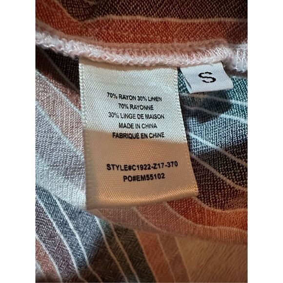 Cloth & Stone Sunburst Fray Button Down Linen Blend Sleeveless Shirt Dress Sz S - Picture 8 of 11